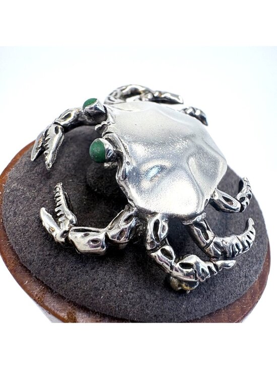 Jewelry - Turquoise Eyes Crab Brooch Sterling Silver 925 Size 1.5" Length
